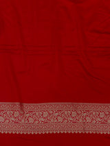 Red pure satin Banarasi silk saree - PRAZ8