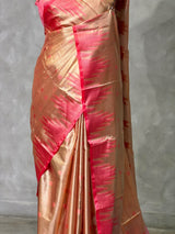 Gold and Peach tissue banarasi Saree - PFAZ26