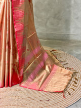 Gold and Peach tissue banarasi Saree - PFAZ26
