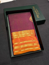 Purple and Mustard yellow Pure Vintage Kanchipuram Silk saree - PPUREN26
