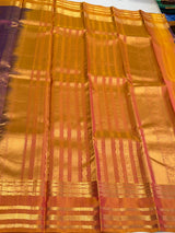 Purple and Mustard yellow Pure Vintage Kanchipuram Silk saree - PPUREN26