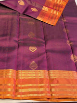 Purple and Mustard yellow Pure Vintage Kanchipuram Silk saree - PPUREN26