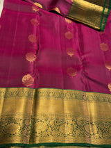 Purple and Green Pure Vintage Kanchipuram Silk saree - PPUREN29