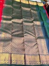 Rani Pink and Peacock blue Pure Vintage Kanchipuram Silk saree - PPUREN33