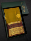 Olive Green and Maroon Pure Vintage Kanchipuram Silk saree - PPUREN35