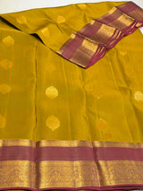 Olive Green and Maroon Pure Vintage Kanchipuram Silk saree - PPUREN35