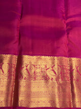 Green and rani pink Pure Vintage Kanchipuram Silk saree - PPUREN37