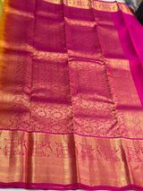 Green and rani pink Pure Vintage Kanchipuram Silk saree - PPUREN37