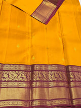 Yellow and Maroon Pure Vintage Kanchipuram Silk saree - PPUREN38