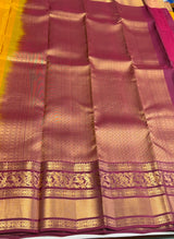 Yellow and Maroon Pure Vintage Kanchipuram Silk saree - PPUREN38