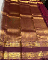 Sandal and maroon Pure Vintage Kanchipuram Silk saree - PPUREN43