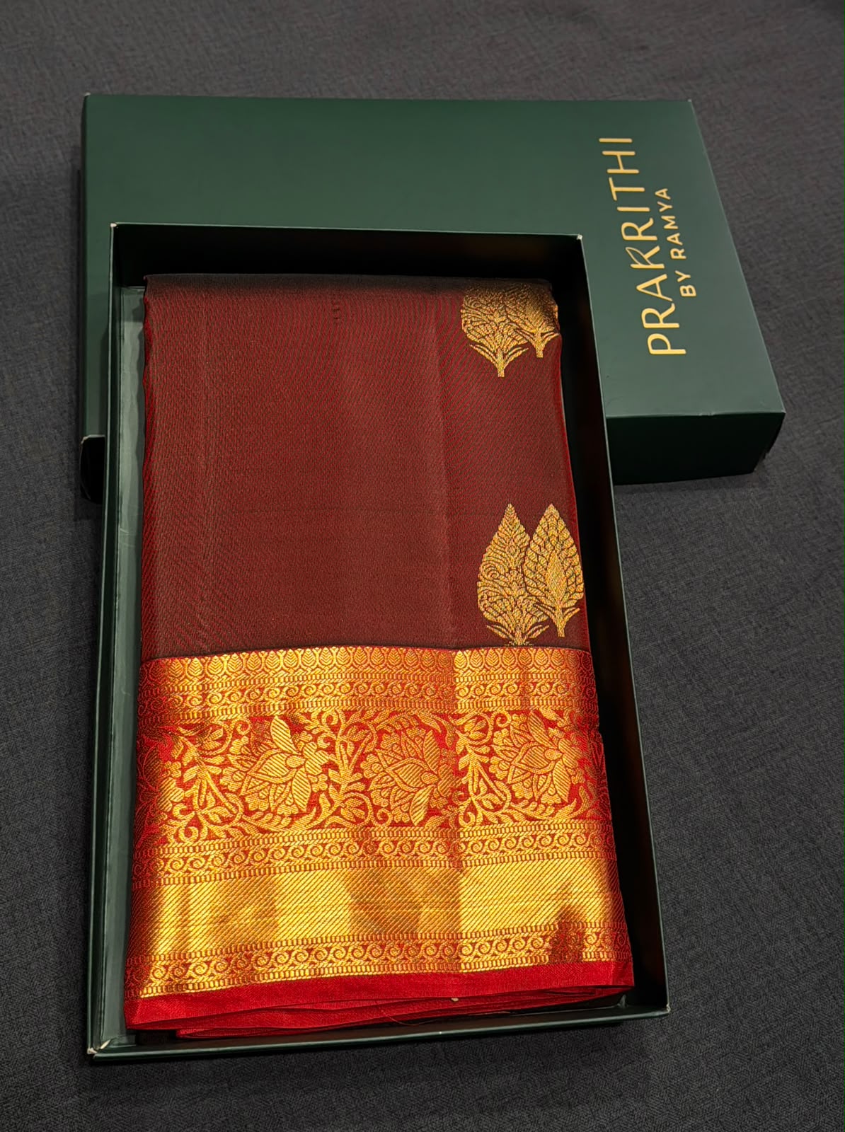 Maroon and Red Pure Vintage Kanchipuram Silk saree - PPUREN46