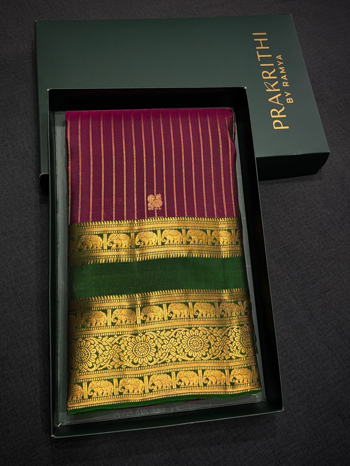 Purple and Green Pure Vintage Kanchipuram Silk saree - PPUREN47