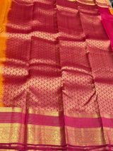 Yellow and rani pink Pure Vintage Kanchipuram Silk saree - PPUREN48