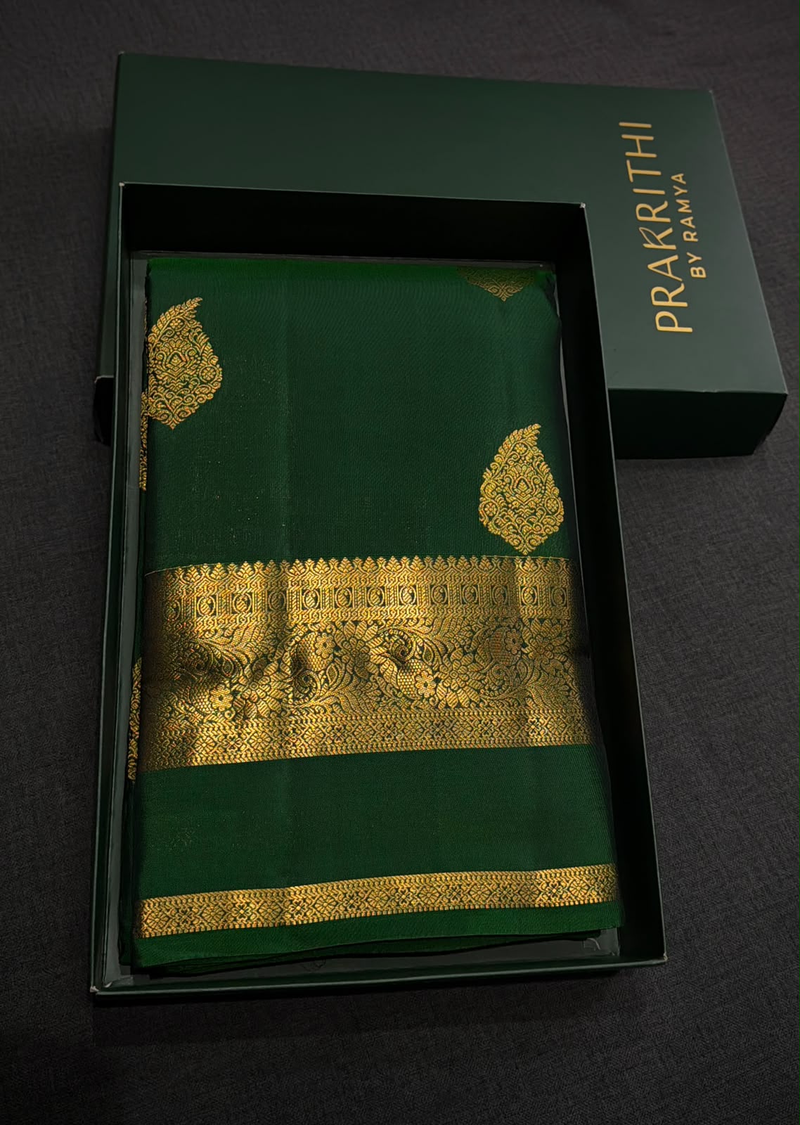 Dark Green Pure Vintage Kanchipuram Silk saree - PPUREN51