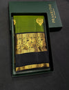 Olive green and Deep blue Pure Vintage Kanchipuram Silk saree - PPUREN52