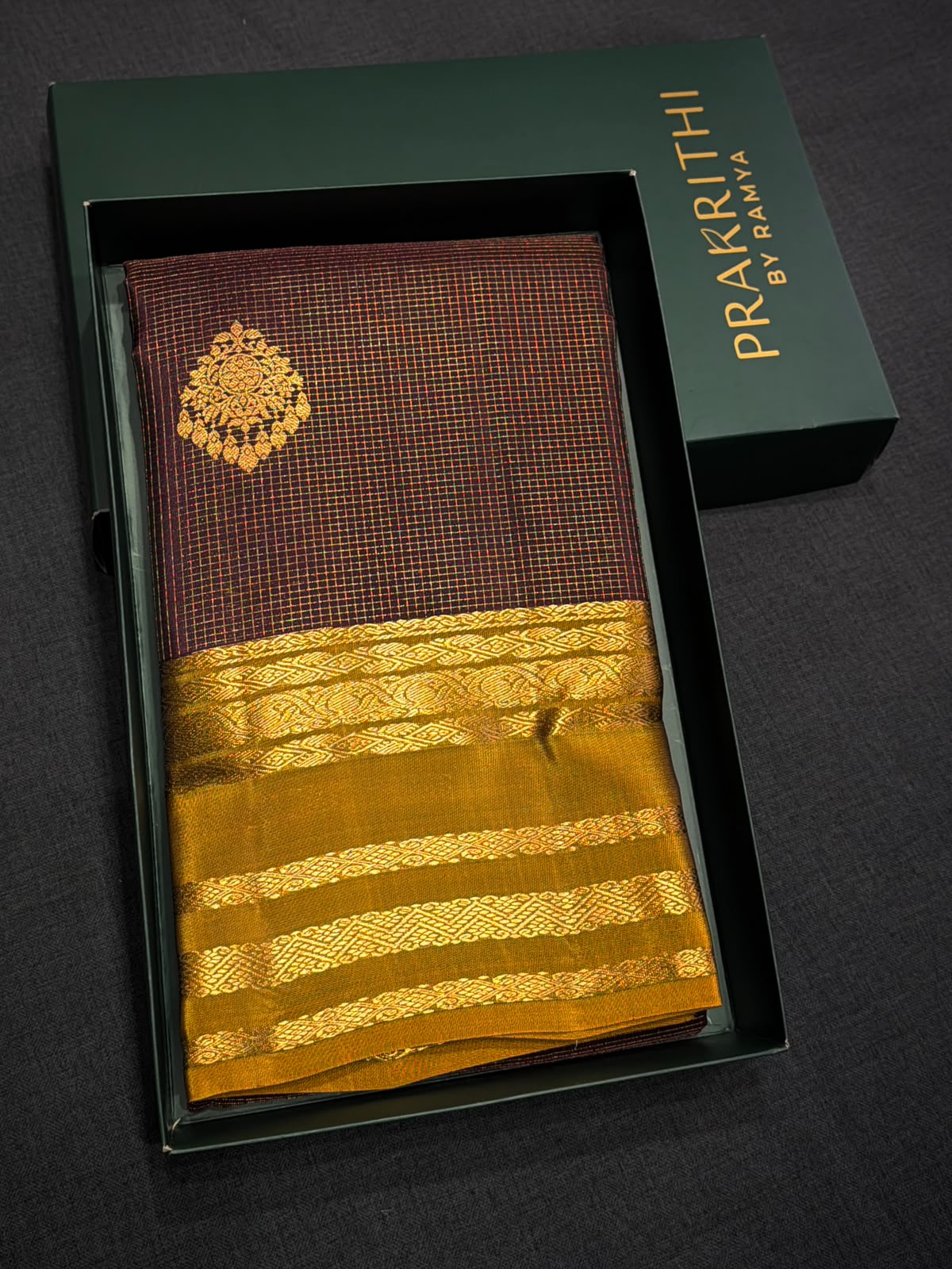 Purple and Olive greenPure Vintage Kanchipuram Silk saree - PPUREN53