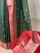 Green and Red Silk saree - PBRZU7C