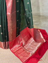 Green and Red Silk saree - PBRZU7C