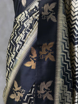 Off white and black tusser silk saree - PBRSS1A