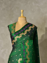 Dark Green Pure mashru Satin Banarasi silk saree - PRAZ13G