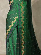Dark Green Pure mashru Satin Banarasi silk saree - PRAZ13G