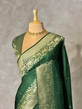 Dark Green Viscose Silk Saree - PBRATH8D
