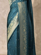 Peacock blue Viscose Silk Saree - PBRATH8C