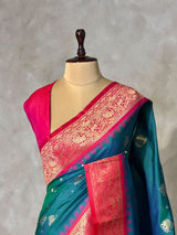 Peacock Blue silk Saree - PBRKIV5A