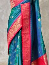 Peacock Blue silk Saree - PBRKIV5A