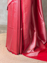 Red katan Banarasi silk saree - PRAZ12B