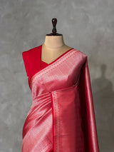 Red katan Banarasi silk saree - PRAZ12B