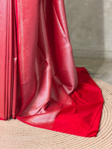 Red katan Banarasi silk saree - PRAZ12B
