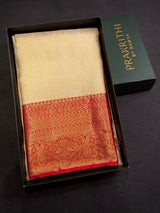 Off white and Red Tissue Kanchipuram saree- PBRIDEK25C