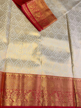 Off white and Red Tissue Kanchipuram saree- PBRIDEK25D
