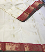 Off white and Maroon Semi Kanchipuram saree- PBRNN1
