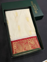 Off white and Maroon Semi Kanchipuram saree- PBRNN1