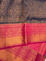 Dark Blue and rani Pink Semi Kanchipuram saree- PBRNN4