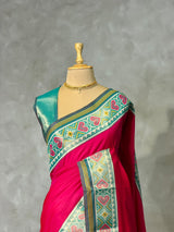 Rani Pink pochampalli silk Saree - PBRKIV4A