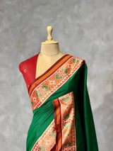 Dark Green pochampalli silk Saree - PBRKIV4B