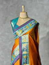 Mustard yellowpochampalli silk Saree - PBRKIV4F