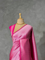 Rani Pink katan Banarasi silk saree - PRAZ12C