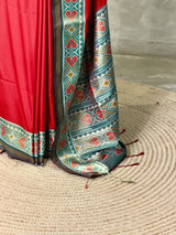 Red pochampalli silk Saree - PBRKIV4