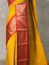 Yellow and Red Silk saree - PBRZU8B