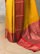 Yellow and Red Silk saree - PBRZU8B
