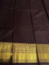Dark brown Semi Kanchipuram Silk Saree PSSRN52
