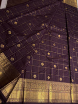 Dark brown Semi Kanchipuram Silk Saree PSSRN52