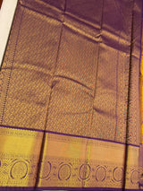 Yellow and purple Semi Kanchipuram Silk Saree PSSRN53