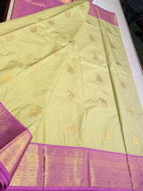 Pastal green and Lilac Pink Semi Kanchipuram Silk Saree PSSRN54