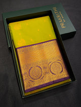 Lime green and purple Semi Kanchipuram Silk Saree - PSSRN58